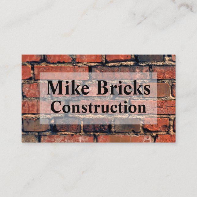 Dark Red Brick Pattern Wall Masonry Business Card (Front)
