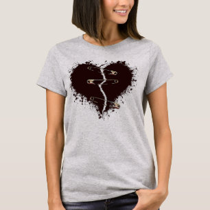 Dark Red Broken Heart Pinned Up Goth T-Shirt