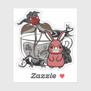 Dark Red Bunny and Mystical Tea Cup