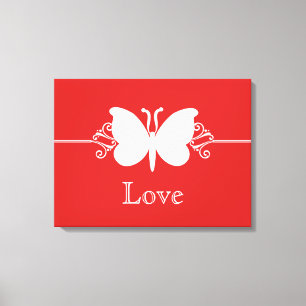 Dark Red Butterfly Swirls Virtue Canvas Print