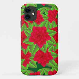 Dark Red Camellias and Green Leaves Case-Mate iPhone Case