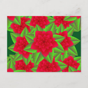 Dark Red Camellias and Green Leaves Postcard