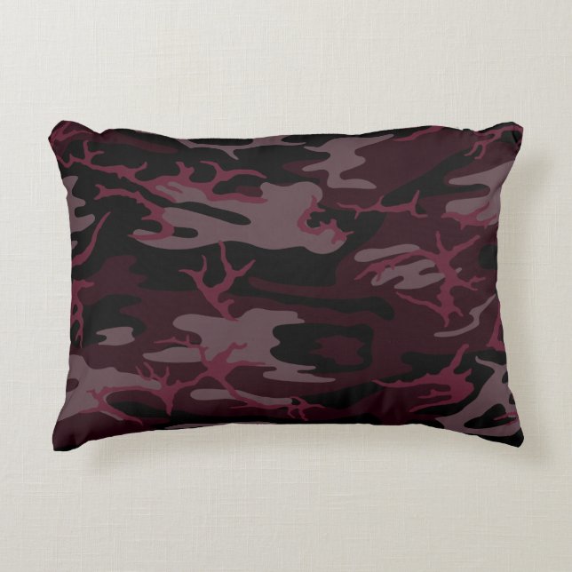 Dark Red Camo Decorative Cushion (Front)