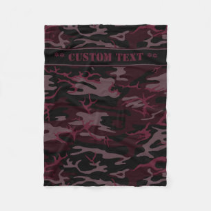 Dark Red Camo w/ Custom Text Fleece Blanket