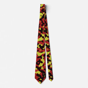 Dark Red Camouflage in Bright Yellow and Black Tie