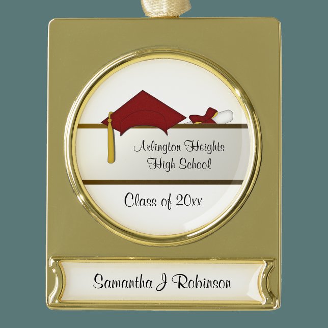 Dark Red Cap Graduation Banner Ornament (Creator Uploaded)
