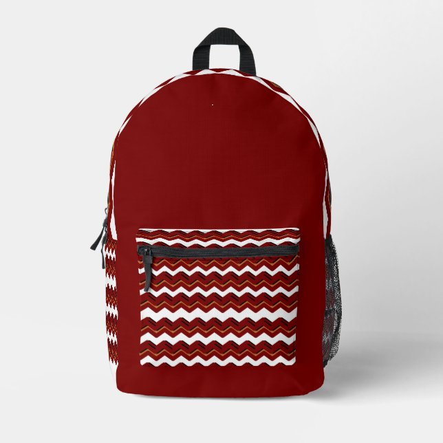 Dark Red Chevron Backpack – Stylish & Chic (Front)