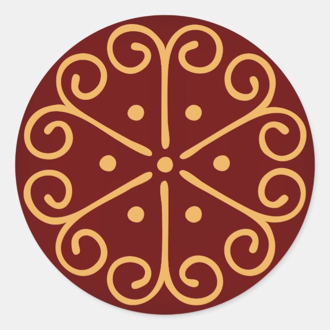 Dark Red Christmas Envelope Seal w/ Gold Snowflake (Front)