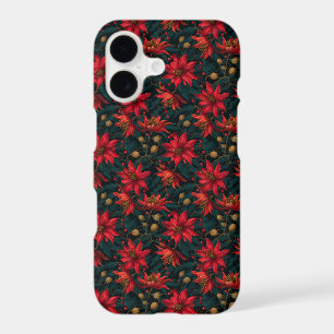Dark Red Christmas Floral Pattern