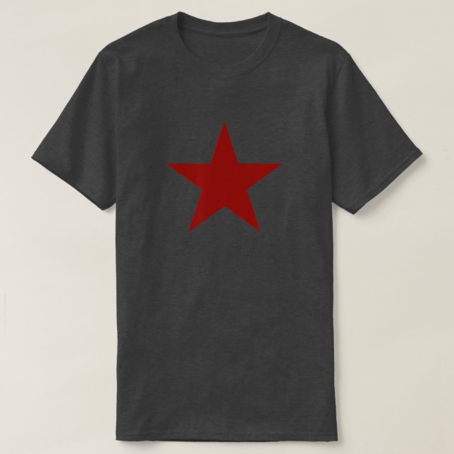 Dark Red Coloured Star on Multiple Colours T-Shirt (Design Front)