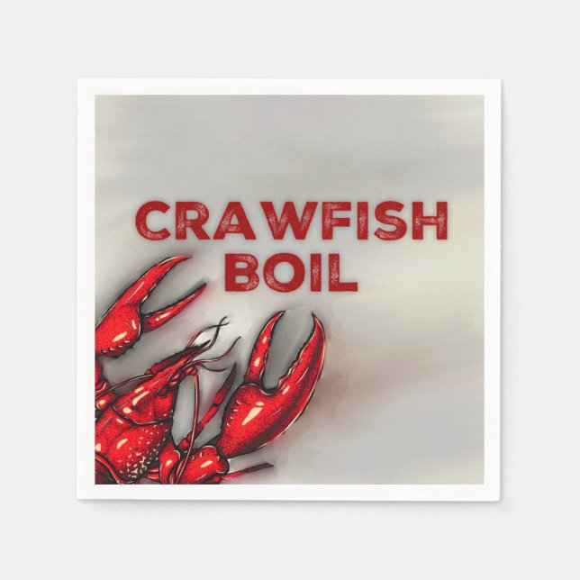 Dark Red Crawfish Boil Party Napkin (Front)