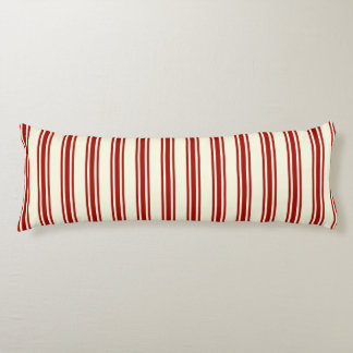 Dark Red & Cream Ticking Stripes Pattern Body Cushion