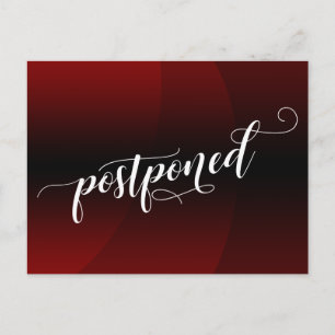 Dark Red Curve Postponed Wedding Announcement Postcard