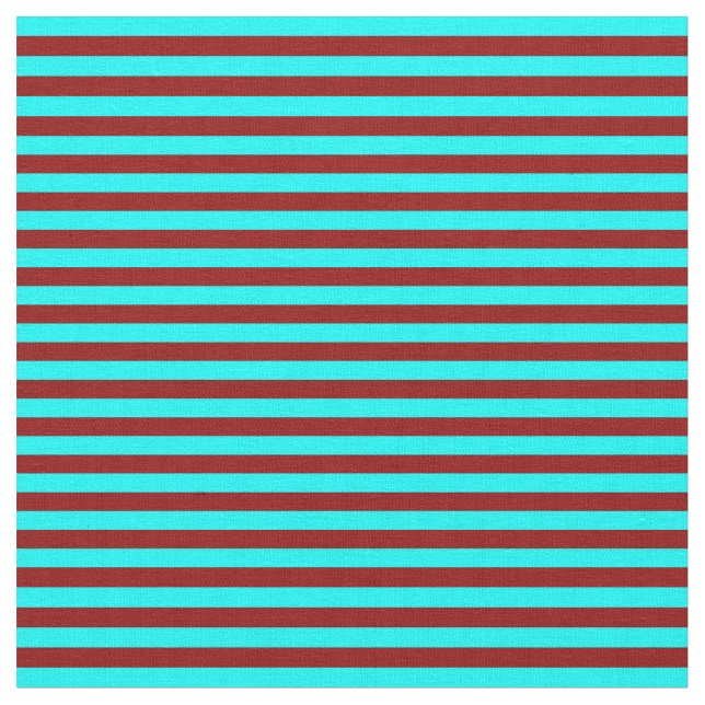 Dark Red & Cyan Coloured Stripes Fabric (Close Up)