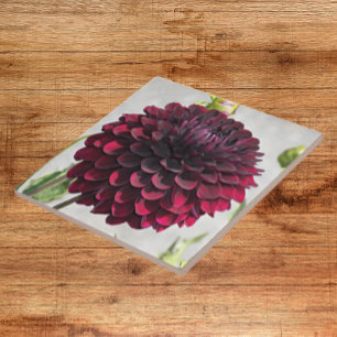 Dark Red Dahlia Bloom Floral Ceramic Tile