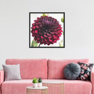 Dark Red Dahlia Bloom Photo Canvas Print