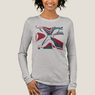 Dark Red Dark Teal Bold Shapes Geometric Art Motif Tri-Blend Shirt