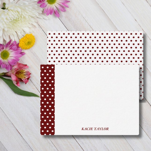 Dark Red Dots Personalised Note Cards (Creator Uploaded)