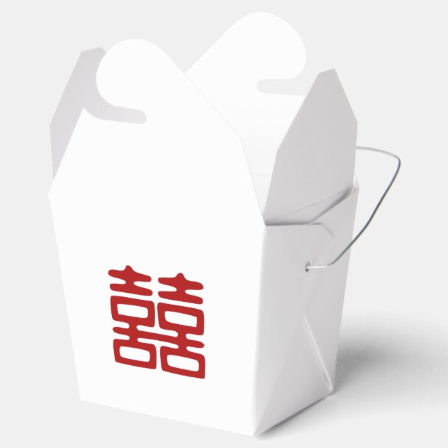 Dark Red Double Happiness - Elegant Favour Box (Opened)