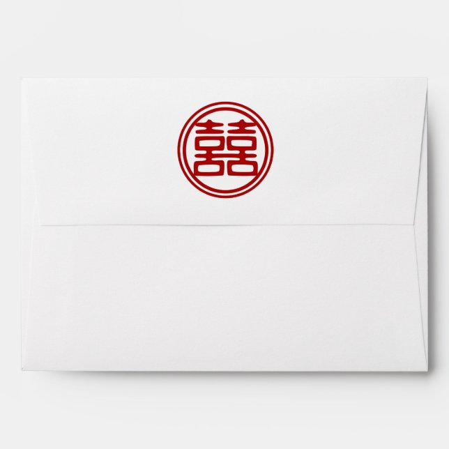 Dark Red Double Happiness - Round Envelopes (Back (Top Flap))