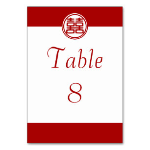 Dark Red Double Happiness - Round Table Number