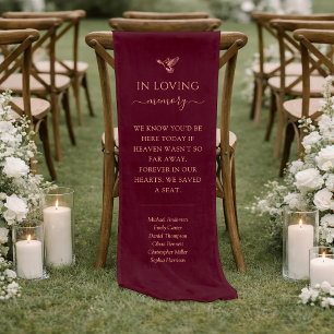 Dark Red Dove In Loving Memory Wedding Memorial Short Table Runner