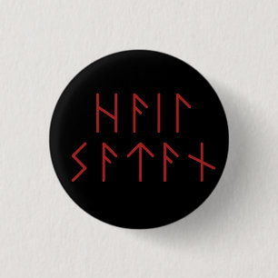 Dark Red Elder Futhark Hail Satan 3 Cm Round Badge