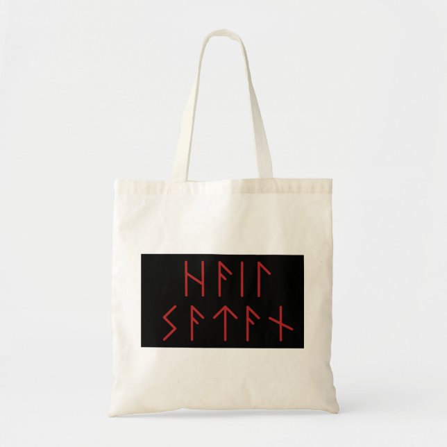 Dark Red Elder Futhark Hail Satan  Tote Bag (Front)