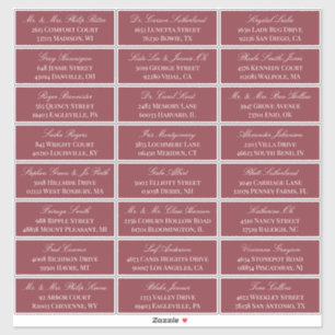 Dark Red Elegant Script 24 Wedding Guest Address