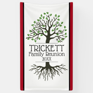 Dark Red Family Tree Family Reunion Banner