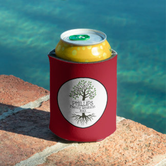 Dark Red Family Tree Family Reunion Can Cooler