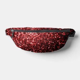 Dark red faux glitter sparkles bum bags