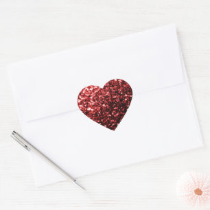 Dark Red faux Glitter sparkles Glamour Heart Sticker