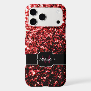 Dark Red faux Glitter sparkles Glamour Monogram
