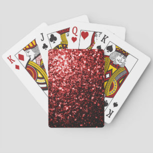 Dark Red faux Glitter sparkles Glamour Playing Cards