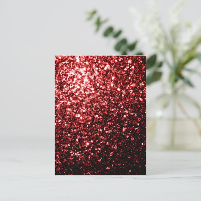 Dark Red faux Glitter sparkles Glamour Postcard (Standing Front)