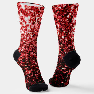 Dark Red faux Glitter sparkles Glamour Socks
