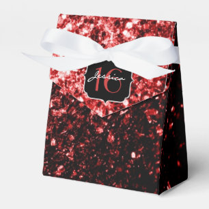 Dark Red faux Glitter sparkles Glamour Sweet 16 Favour Box