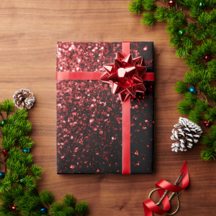 Dark Red faux Glitter sparkles Glamour Wrapping Paper