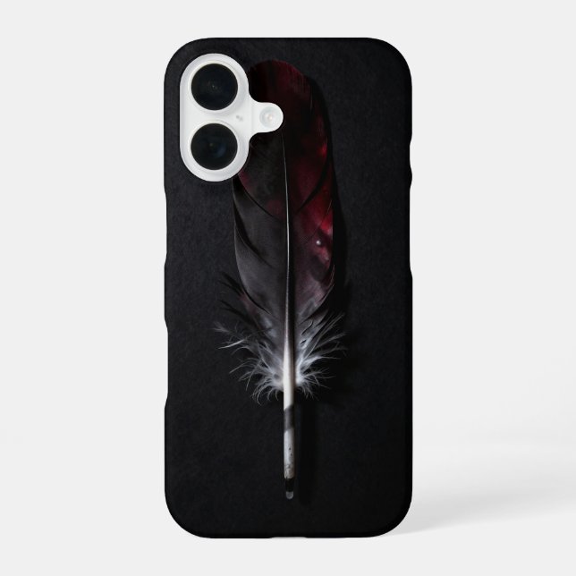 Dark Red Feather on Black Minimal Case (Back)