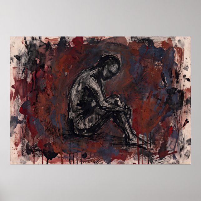 Dark Red Figurative Abstract Poster (Front)