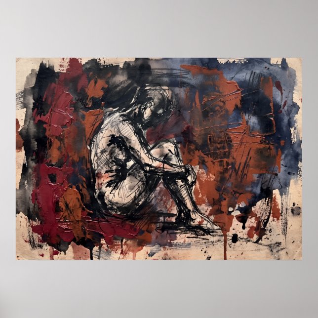 Dark Red Figurative Wall Art Poster (Front)