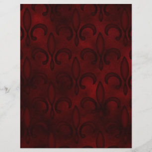 Dark Red Fleur de Lis Scrapbook Paper
