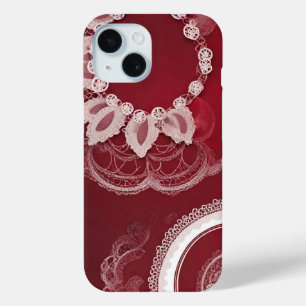 Dark Red Floral AI art  iPhone 15 Case