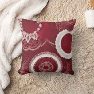 Dark Red Floral AI art  Cushion