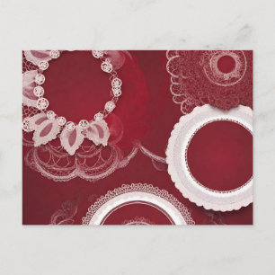 Dark Red Floral AI art Holiday Postcard