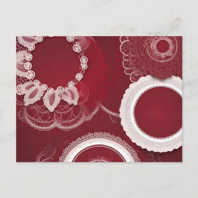 Dark Red Floral AI art  Holiday Postcard (Front)