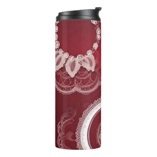 Dark Red Floral AI art  Thermal Tumbler