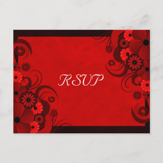 Dark Red Floral Gothic Elegant RSVP Response Cards