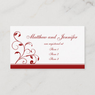 Dark Red Floral Wedding Gift Registry Cards